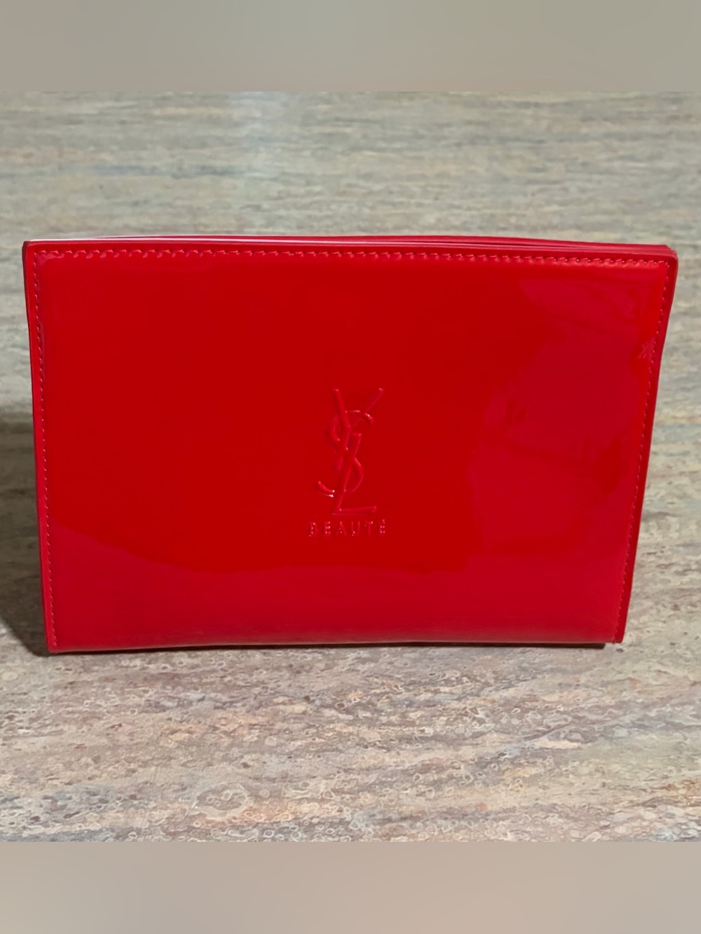 Yves Saint Laurent Beaute Glossy Red Cosmetic Case with Embossed YSL